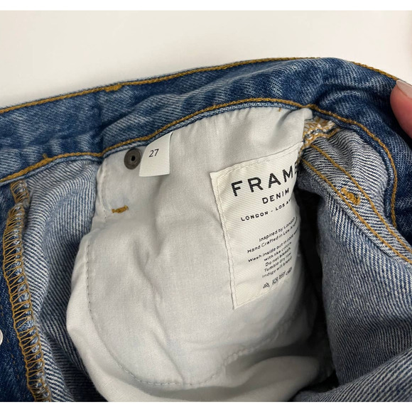 FRAME Denim Rigid Re-release short distressed high rise denim size 27 100 cotton - Picture 7 of 8